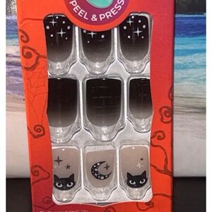 imPRESS Halloween Press On Nails Glow In The Dark Black Cat Moon Short Square S